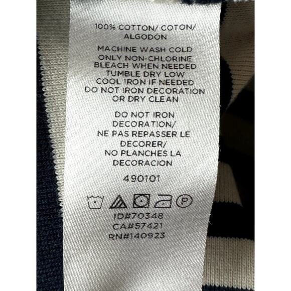 Lou & Grey Navy Cream Stripe Hoodie Top Shirt Women's Size L Nautical Beach - Picture 5 of 5